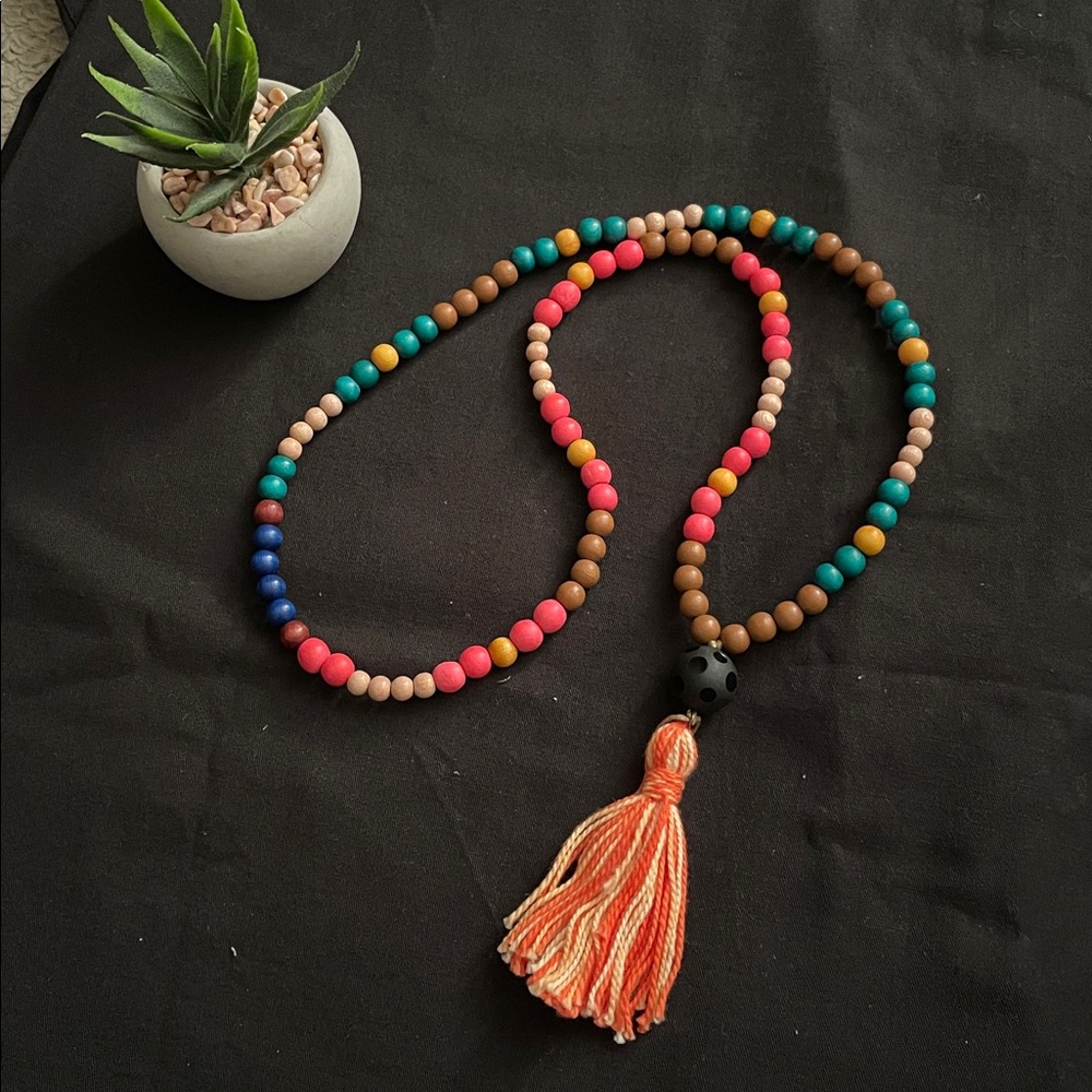 Hand assembled beaded necklace multicolour